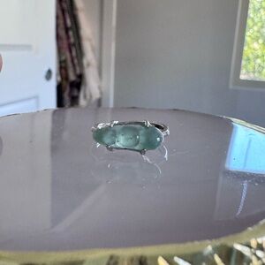 Beans shape Jade Silver Ring